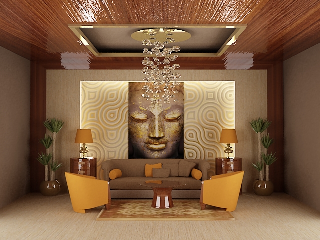 obývací pokoj zařízený ve stylu feng shui