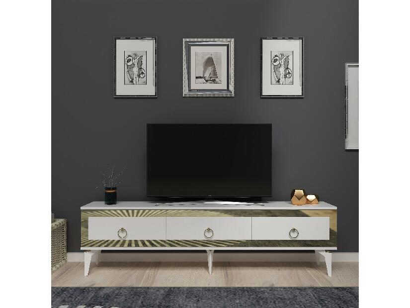 TV stolík/skrinka Muvuta 2 (biela + zlatá) 
