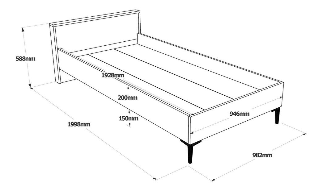 Jednolôžková posteľ 100 cm Levosi 4 (hnedá + antracit) (s roštom)