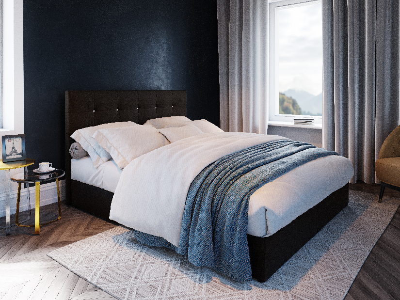 Kontinentálna posteľ 140 cm Karen (tmavohnedá) (s matracom a úložným priestorom)