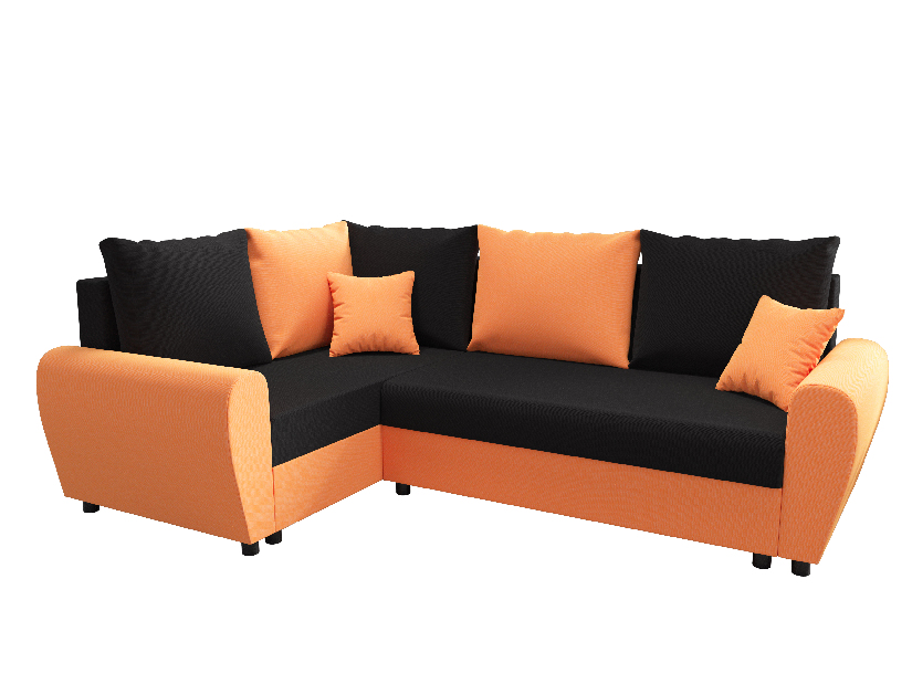 Rohová sedacia súprava Fleur Plus (oranžová + čierna) (L)