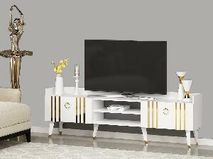 TV stolík/skrinka Netibo 1 (biela + zlatá) 