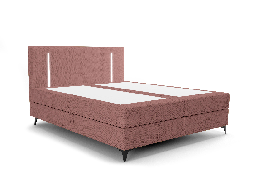 Manželská posteľ 160 cm Ortega Bonell (terakota) (s roštom, s úl. priestorom) (s LED osvetlením)