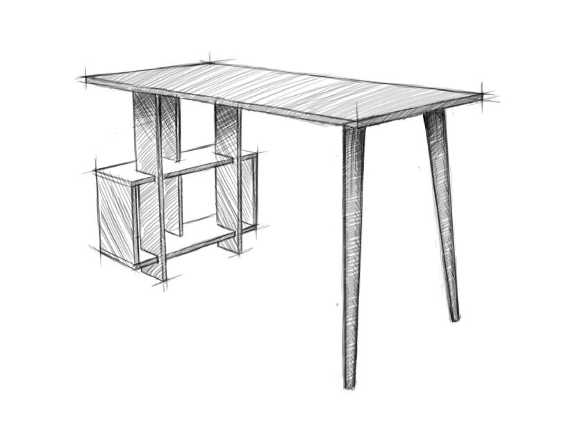 Písací stôl Mavade 6 (orech + biela) 