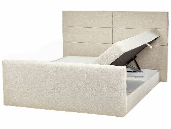 Manželská posteľ 180 cm Aoyun (béžová) (s roštom a matracom) (s úl. priestorom)