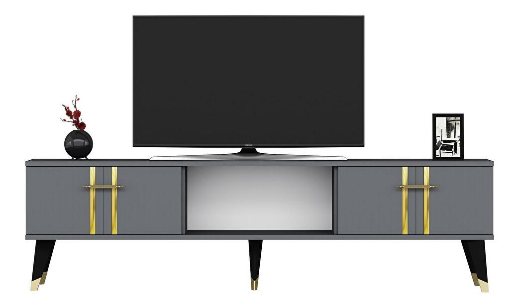 TV stolík/skrinka Pebine 2 (antracit + zlatá) 