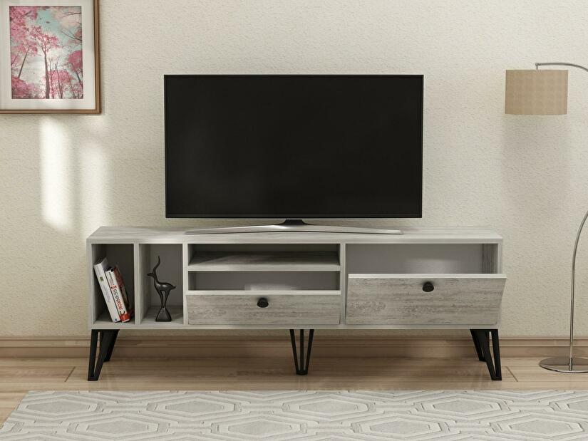 TV stolík/skrinka Dubeki 2 (sivá + biela) 