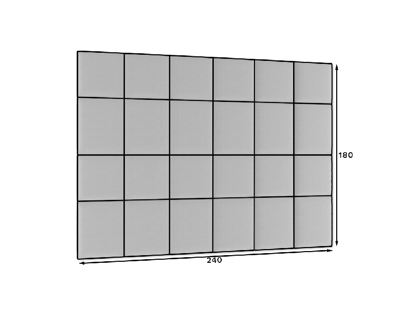 Set 24 čalúnených panelov Quadra 240x180 cm (svetlosivá)