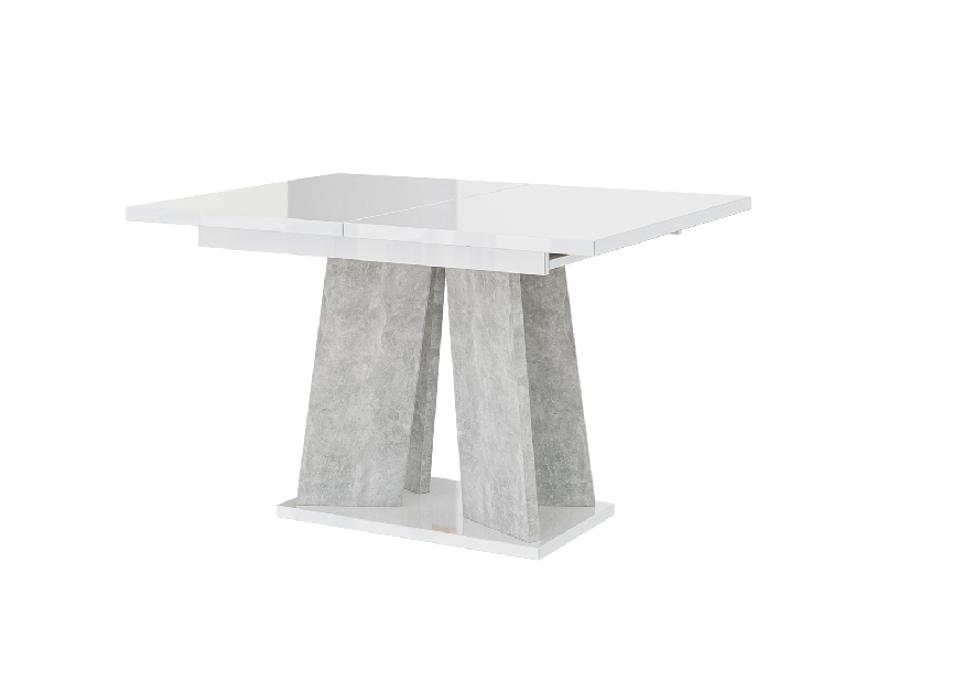 Jedálenský stôl Mulnu (lesk biely + kameň) (pre 4 až 6 osôb)