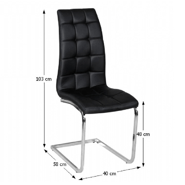 Jedálenská stolička Cli (čierna + chróm)