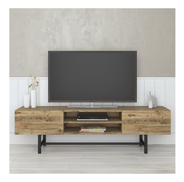 TV stolík/skrinka Bisate (orech + čierna) 
