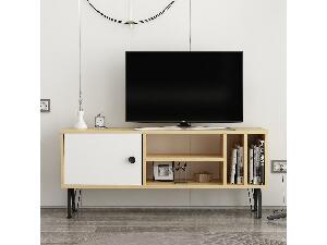 TV stolík/skrinka Simima 3 (dub + biela) 