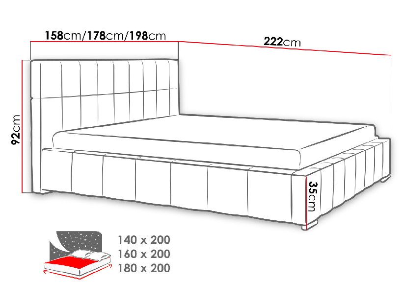 Čalúnená posteľ s úložným priestorom Mikael (140x200) (Rico 13)
