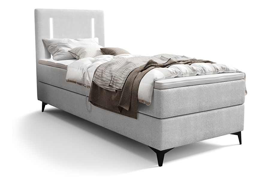 Jednolôžková posteľ 80 cm Ortega Comfort (sivá) (s roštom a matracom, bez úl. priestoru) (s LED osvetlením)