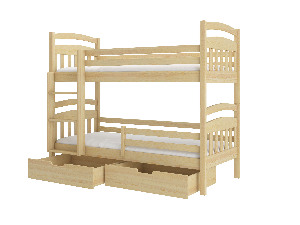 Poschodová detská posteľ 180x80 cm Adriana (s roštom a matracom) (borovica)