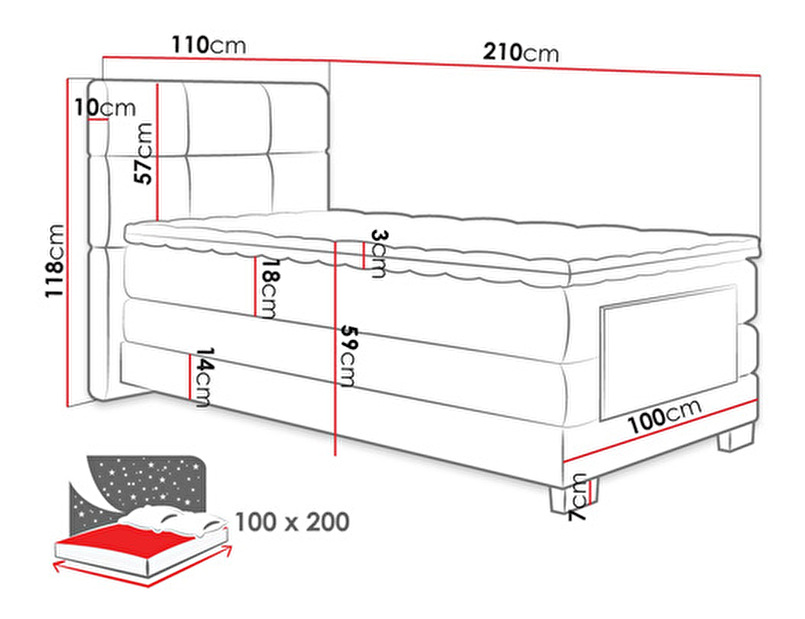 Jednolôžková elektrická posteľ 100 cm Mirjan Lontor (sivá) (s roštom a matracom)