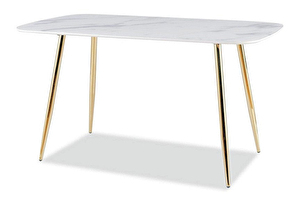 Jedálenský stôl Carolee (biela + zlatá) (pre 4 až 6 osôb)