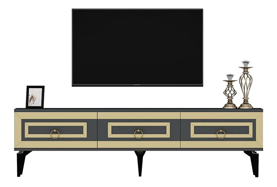 TV stolík/skrinka Pemava 2 (antracit + zlatá) 