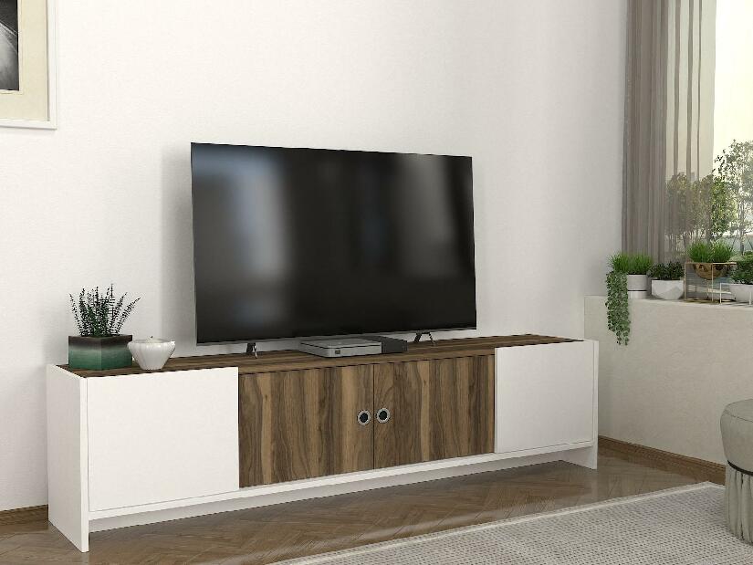 TV stolík/skrinka Pupuma (biela + orech) 