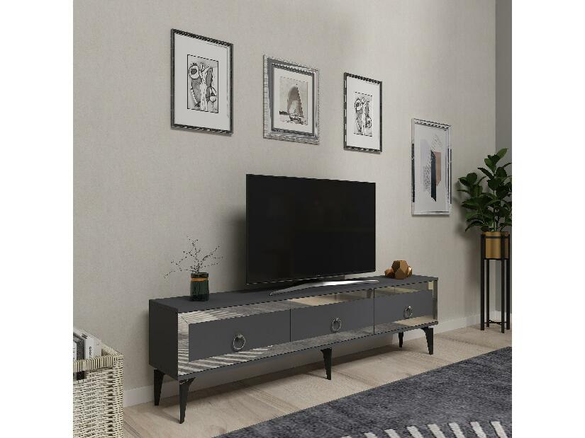 TV stolík/skrinka Muvuta 2 (antracit + strieborná) 