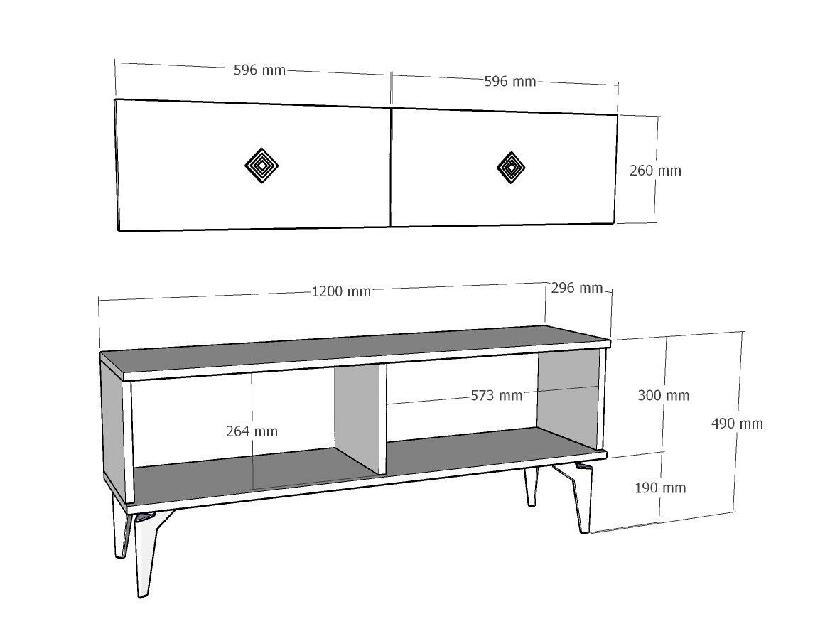 TV stolík/skrinka Mukanu (biela + strieborná) 