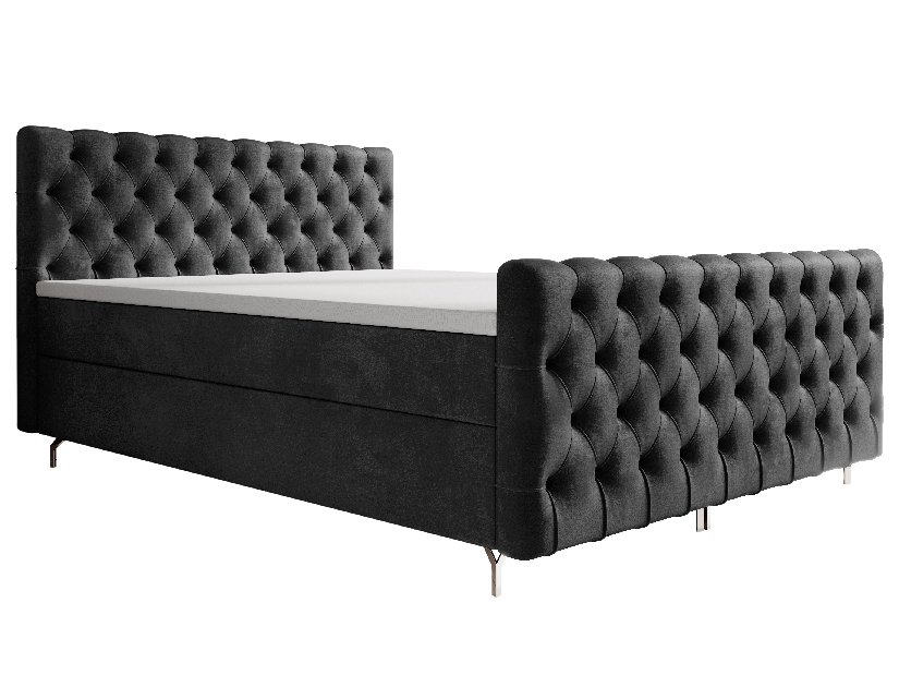 Manželská posteľ 160 cm Clinton Comfort (čierna) (s roštom, s úl. priestorom)