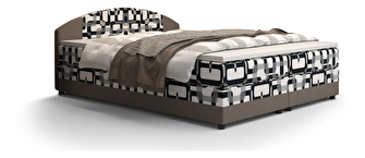 Manželská posteľ  Boxspring 140 cm Orlando (vzor + svetlohnedá) (s matracom a úložným priestorom)