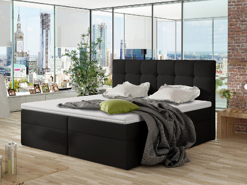 Kontinentálna posteľ Kennedy (180x200) (ekokoža Soft 011 (čierna))