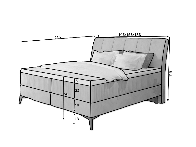 Kontinentálna posteľ 180 cm Alberto (tmavoružová) (s matracmi)