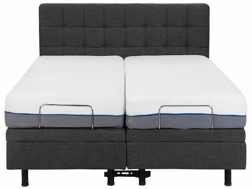 Manželská posteľ 160 cm DUCHE (látka) (sivá) (s roštom)