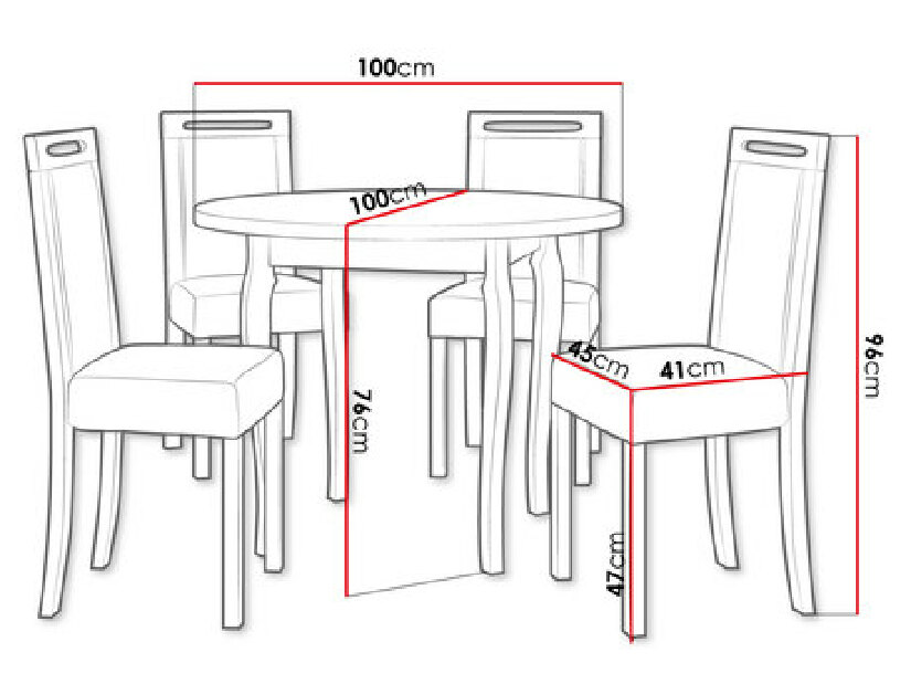 Jedálenský stôl so 4 stoličkami AL18 Mirjan Ali (žltá)