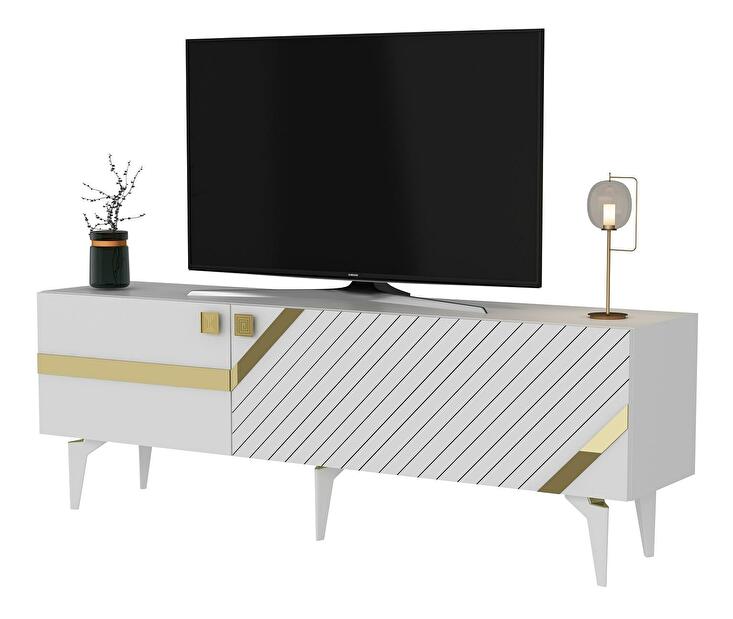TV stolík/skrinka Tabivo (biela + zlatá) 