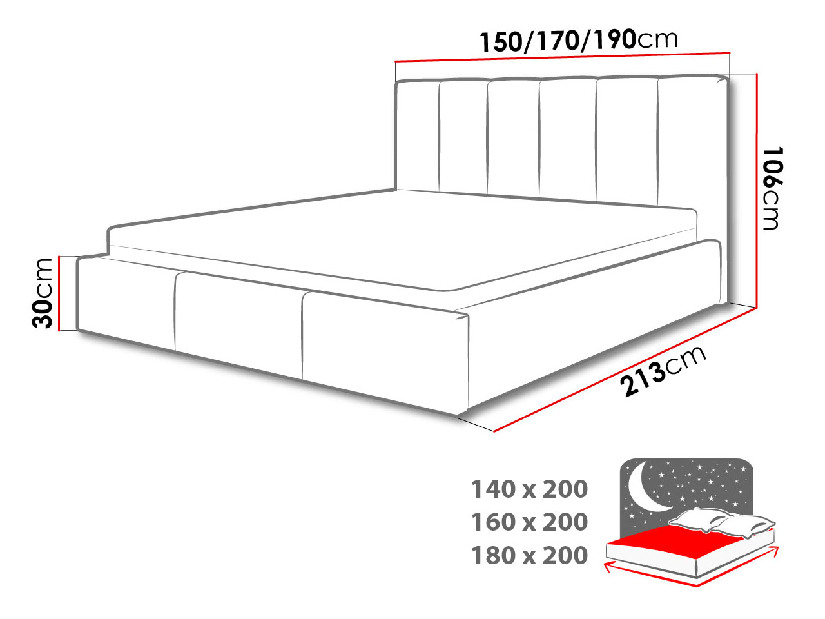 Čalúnená posteľ Tess (140x200) (Lars 90)