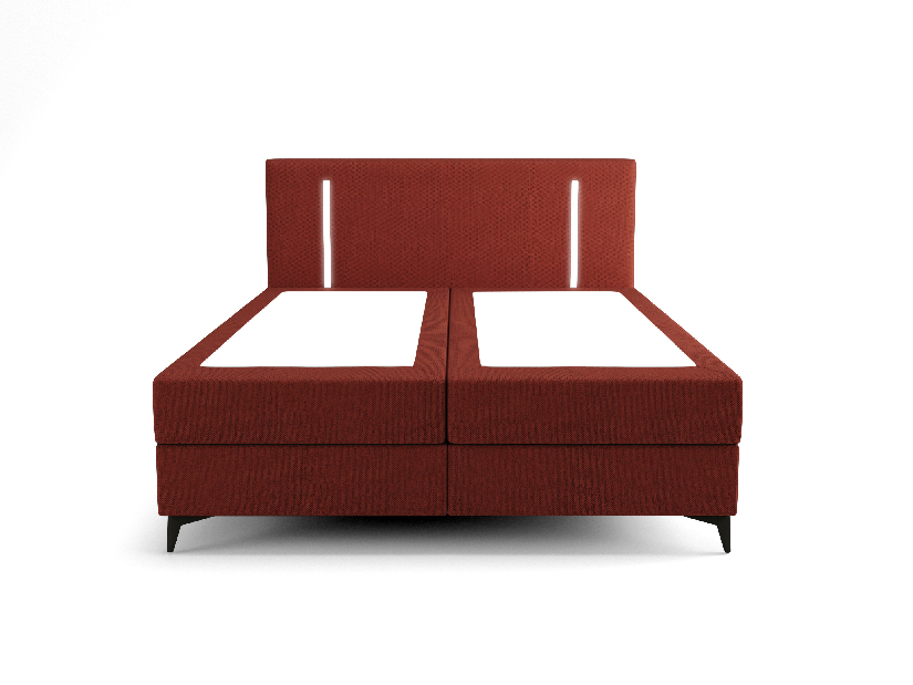 Manželská posteľ 200 cm Ortega Comfort (červená) (s roštom a matracom, s úl. priestorom) (s LED osvetlením)