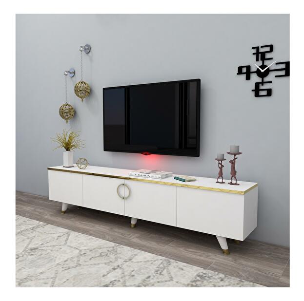 TV stolík/skrinka Bamete (biela + zlatá) 