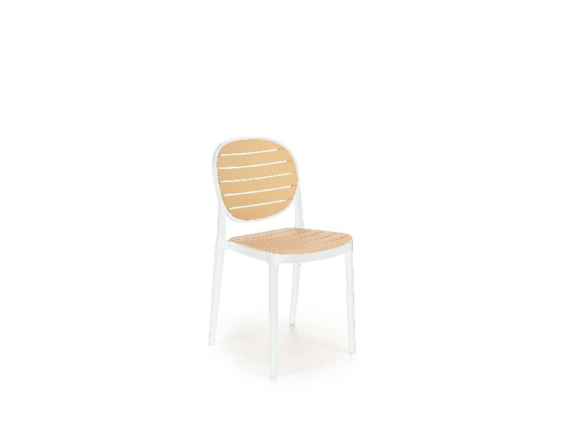 Záhradná stolička Karter (biela + naturálna)