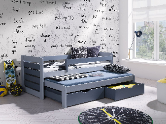 Detská posteľ 90 cm Caty (sivá + grafit) (s úl. priestorom)