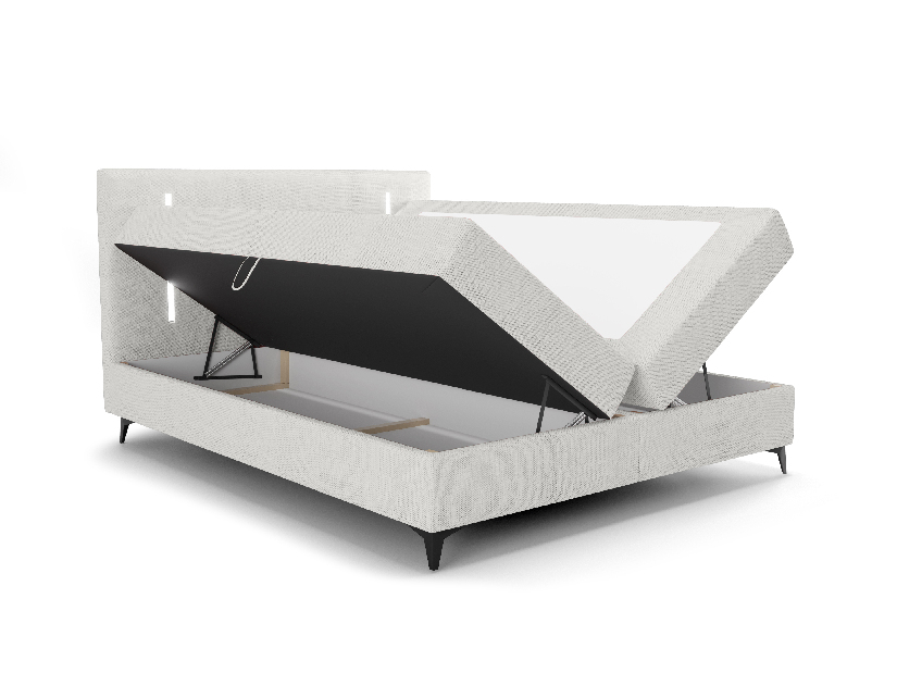 Manželská posteľ 140 cm Ortega Comfort (sivá) (s roštom a matracom, s úl. priestorom) (s LED osvetlením)