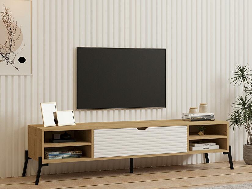 TV stolík/skrinka Motosu (dub zafírový + biela) 