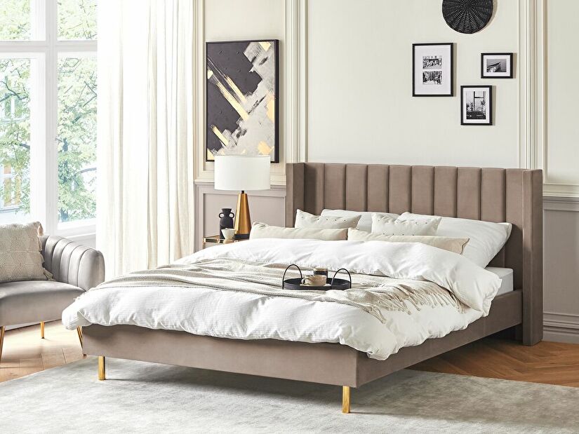 Manželská posteľ 180 cm Vue (sivobéžová) (s roštom)
