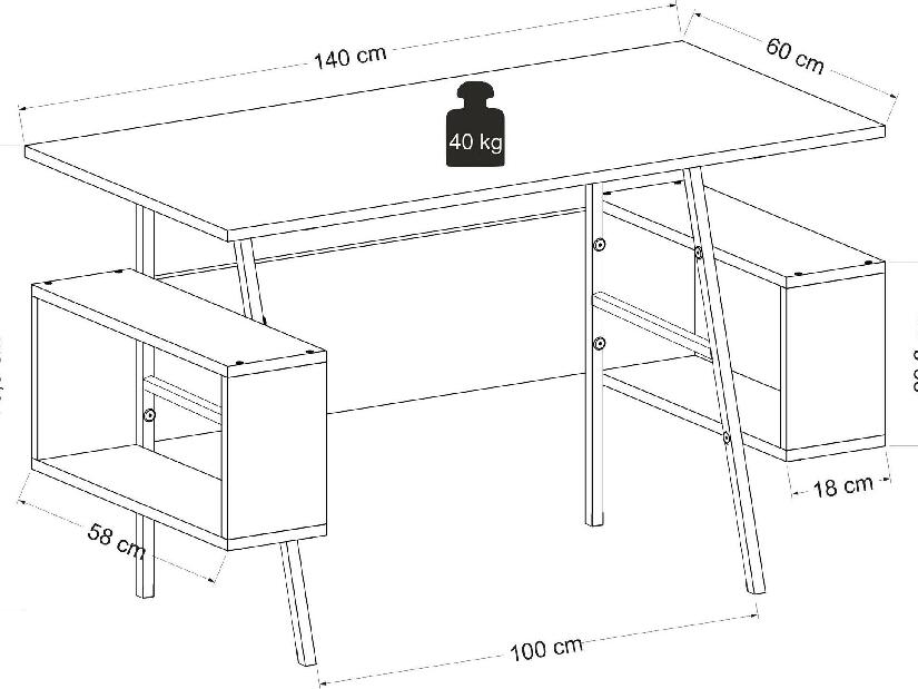 Písací stôl Tidoba 2 (biela + dub) 