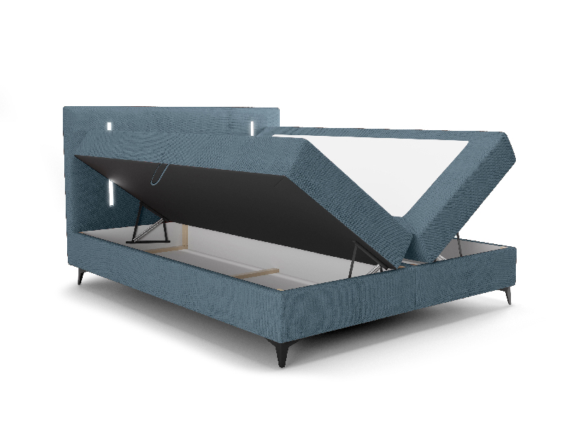 Jednolôžková posteľ 120 cm Ortega Bonell (svetlomodrá) (s roštom, s úl. priestorom) (s LED osvetlením)
