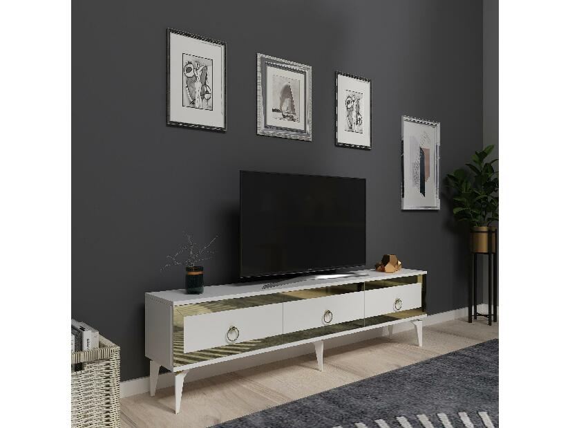 TV stolík/skrinka Muvuta 2 (biela + zlatá) 