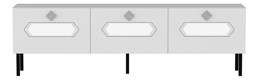 TV stolík/skrinka Vudebi (biela + strieborná) 