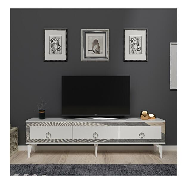 TV stolík/skrinka Muvuta 2 (biela + strieborná) 