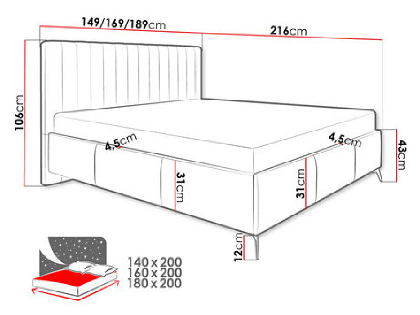 Manželská posteľ 160 cm Mirjan Lizoo (sivá) (s roštom)