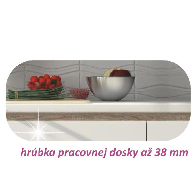Kuchyňa Lilouse 260 cm biela + dub sonoma