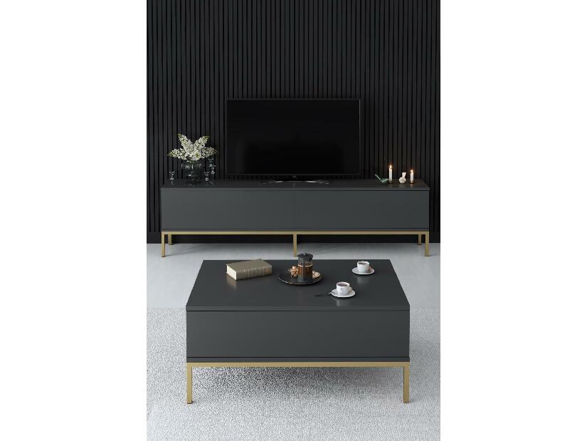 TV stolík/skrinka Vibubi 2 (antracit + zlatá) 