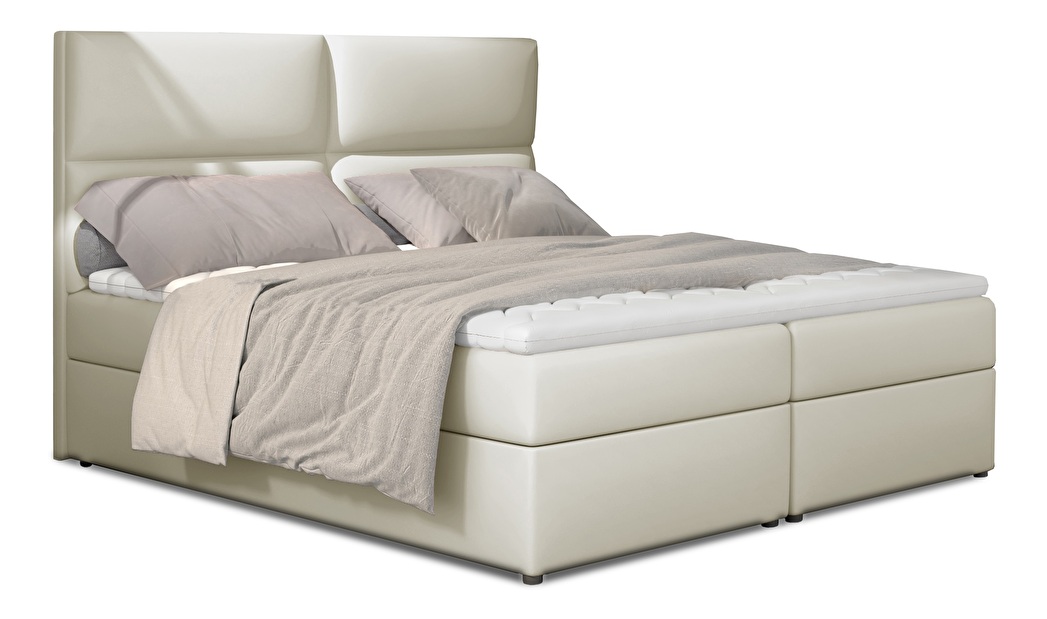 Kontinentálna posteľ 185 cm Alyce (svetlobéžová) (s matracmi)