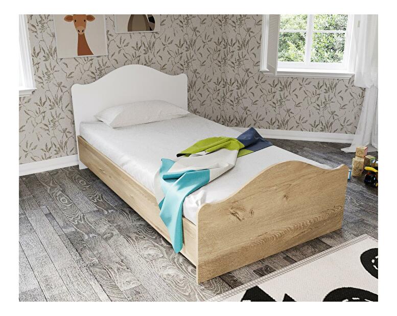 Jednolôžková posteľ 80 cm Bikavi 1 (dub + biela) (s roštom)